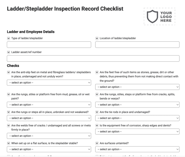 Ladder / Stepladder Inspection Record Checklist