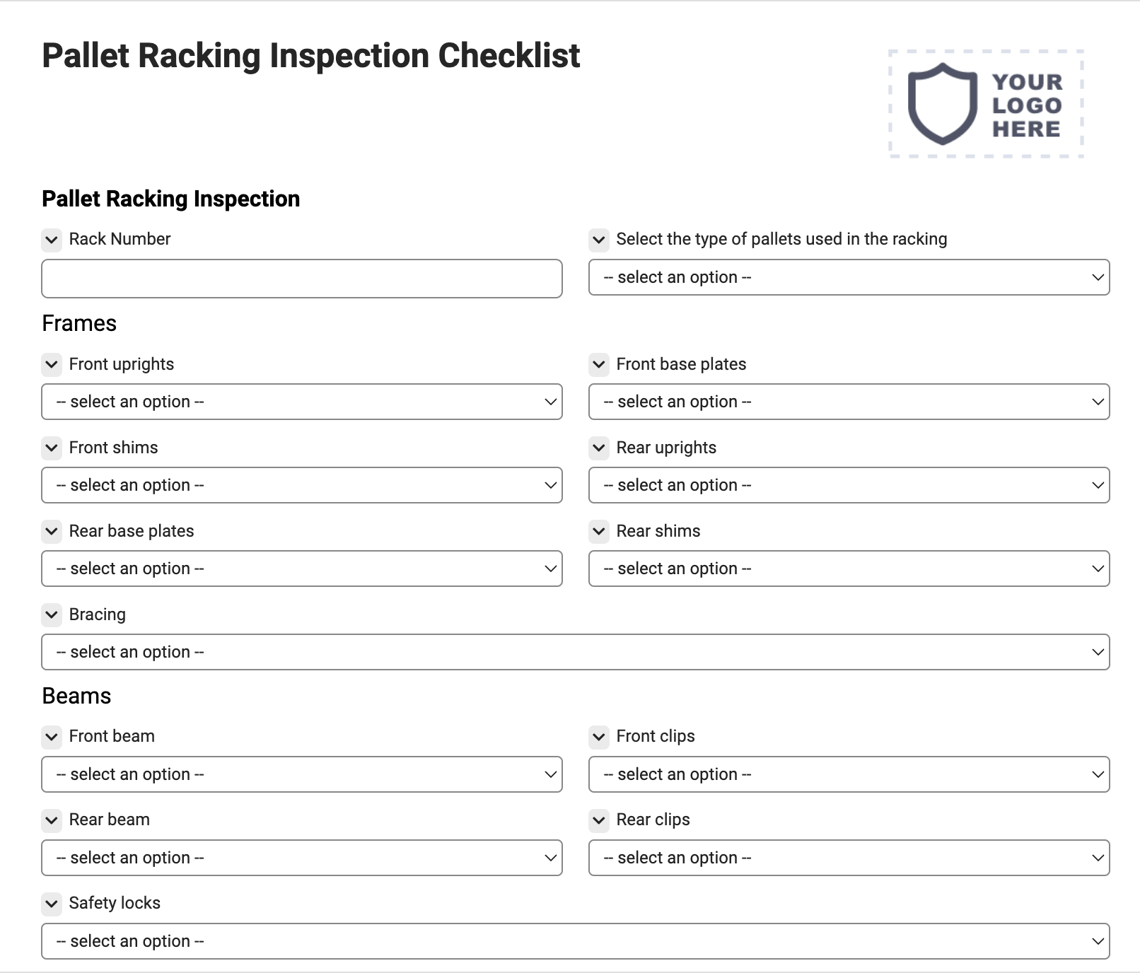 Pallet Racking Inspection Checklist