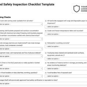 Food Safety Inspection Checklist Template