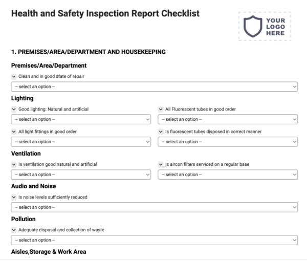 Health and Safety Inspection Report Checklist