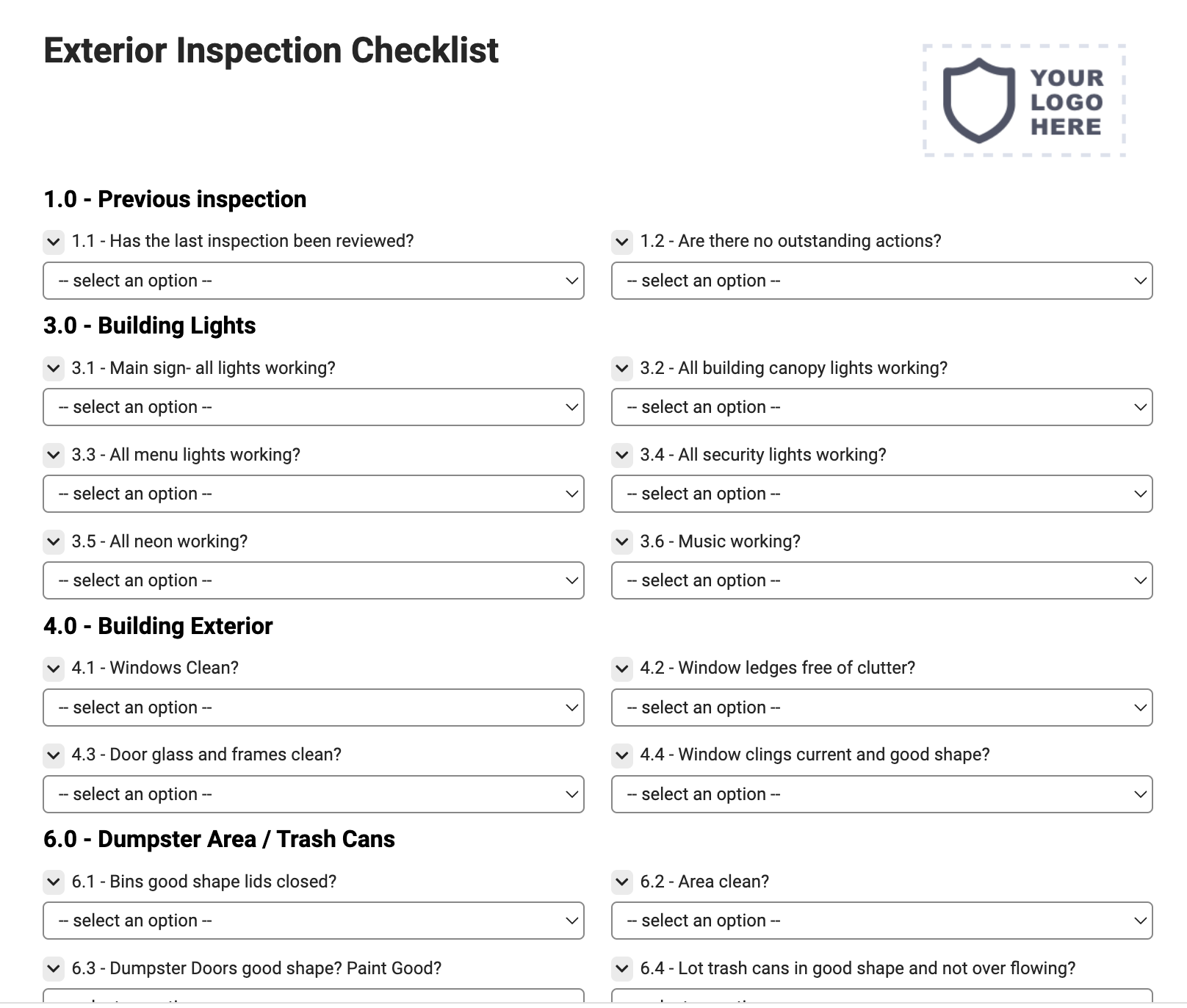 Exterior Inspection Checklist