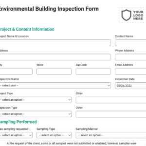 Lead Environmental Building Inspection Testing Form