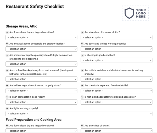 Restaurant Safety Checklist