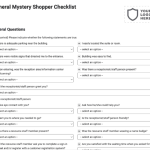 General Mystery Shopper Checklist