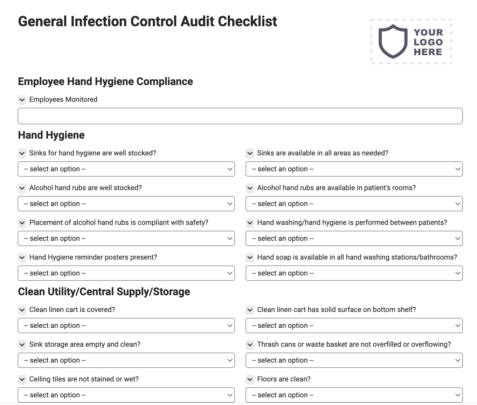 General Infection Control Audit Checklist