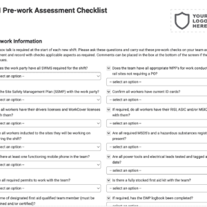 USI Pre-work Assessment Checklist