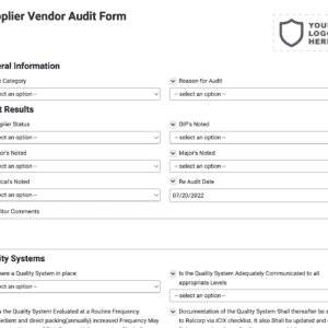 Supplier - Vendor Audit Form