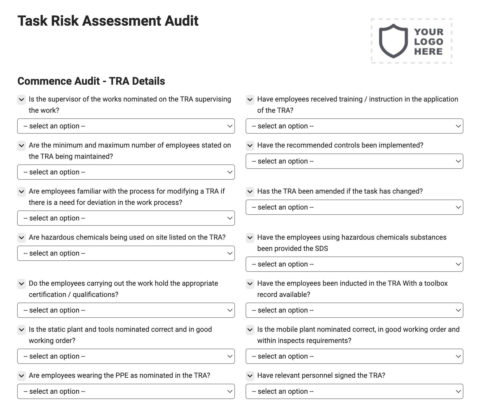 Task Risk Assessment Audit
