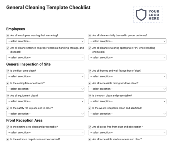 General Cleaning Template Checklist