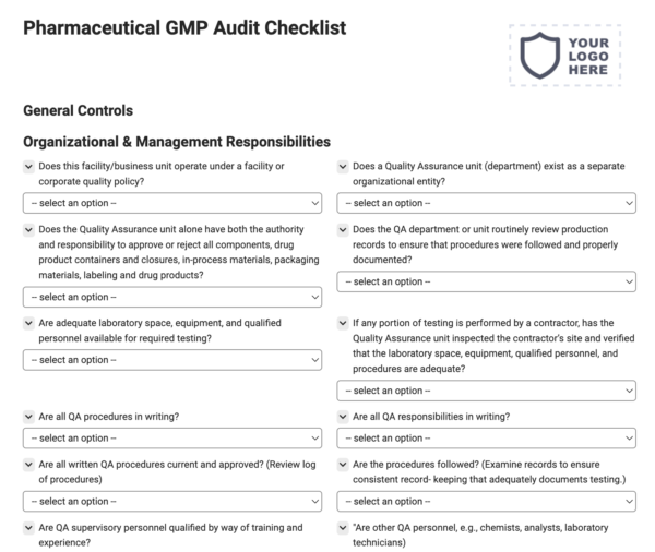 Pharmaceutical GMP Audit Checklist