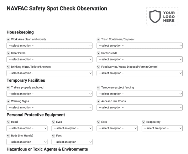 NAVFAC Safety Spot Check Observation Form