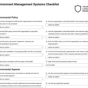 ISO 14001:2004 Environment Management Systems Checklist