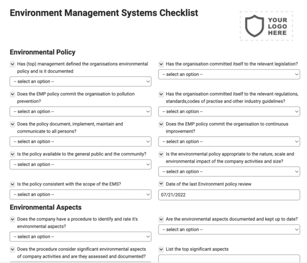 ISO 14001:2004 Environment Management Systems Checklist