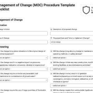 Management of Change (MOC) Procedure Template Checklist