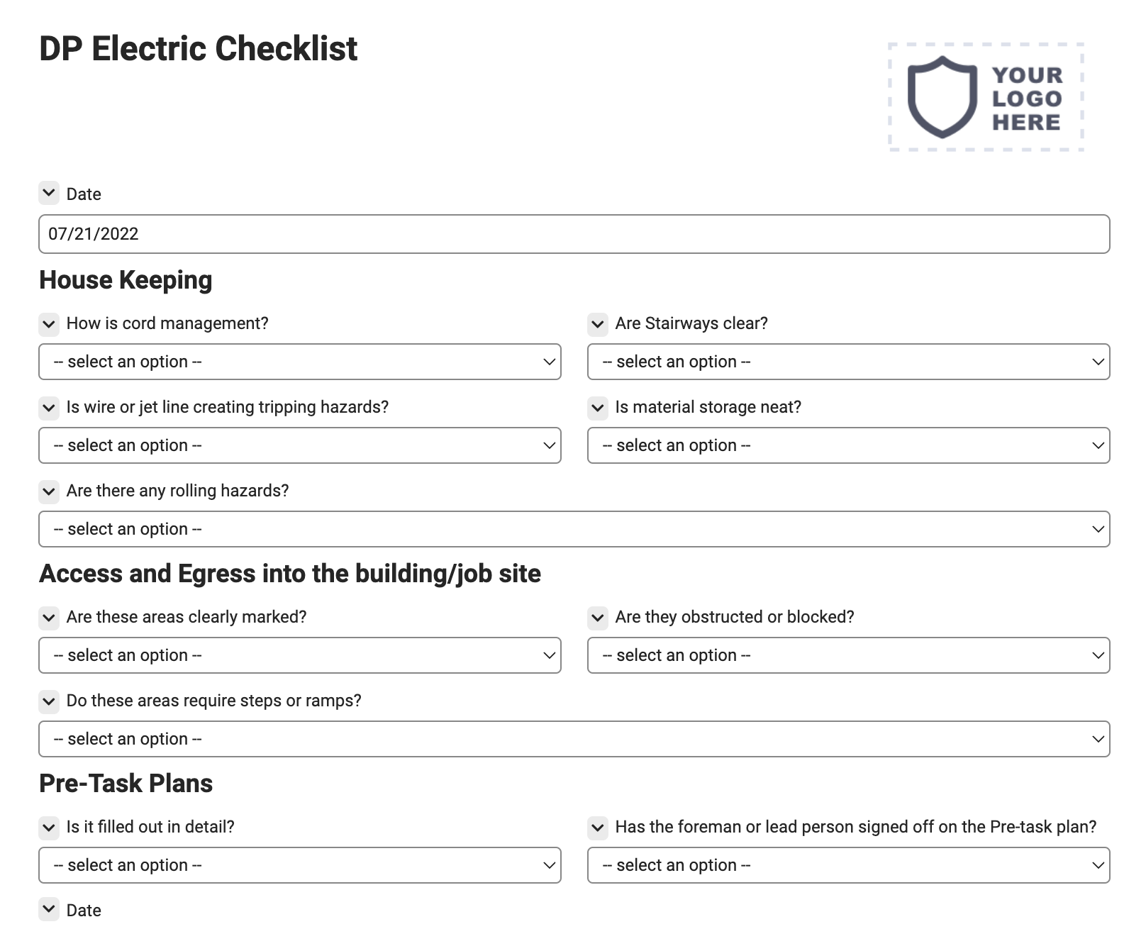DP Electric Checklist