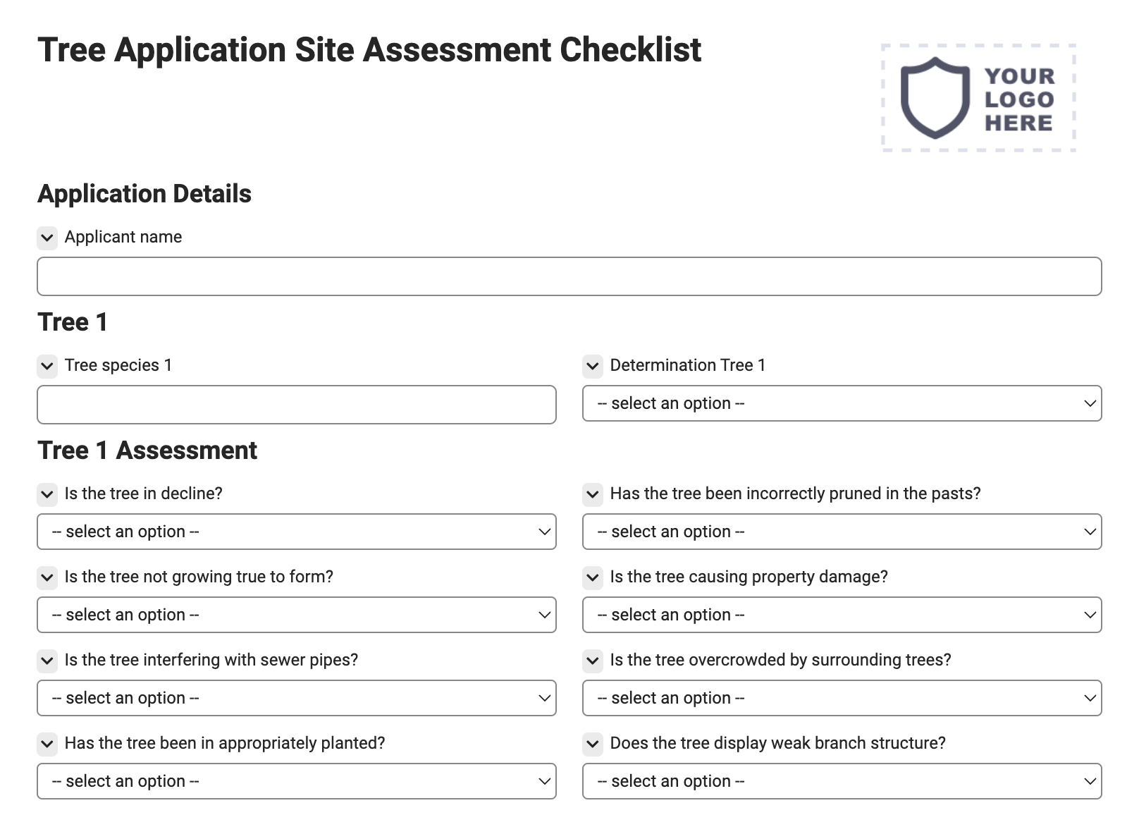 Tree Application Site Assessment Checklist