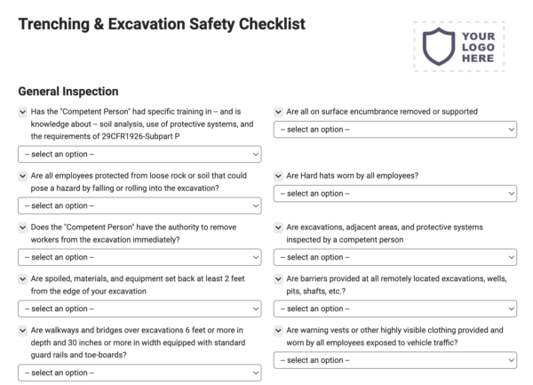 Trenching & Excavation Safety Checklist