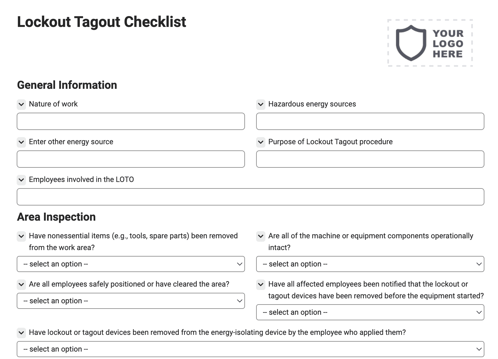 Lockout Tagout Checklist