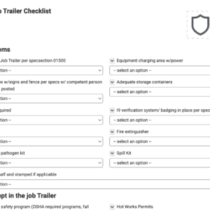 Keeley Job Trailer Checklist