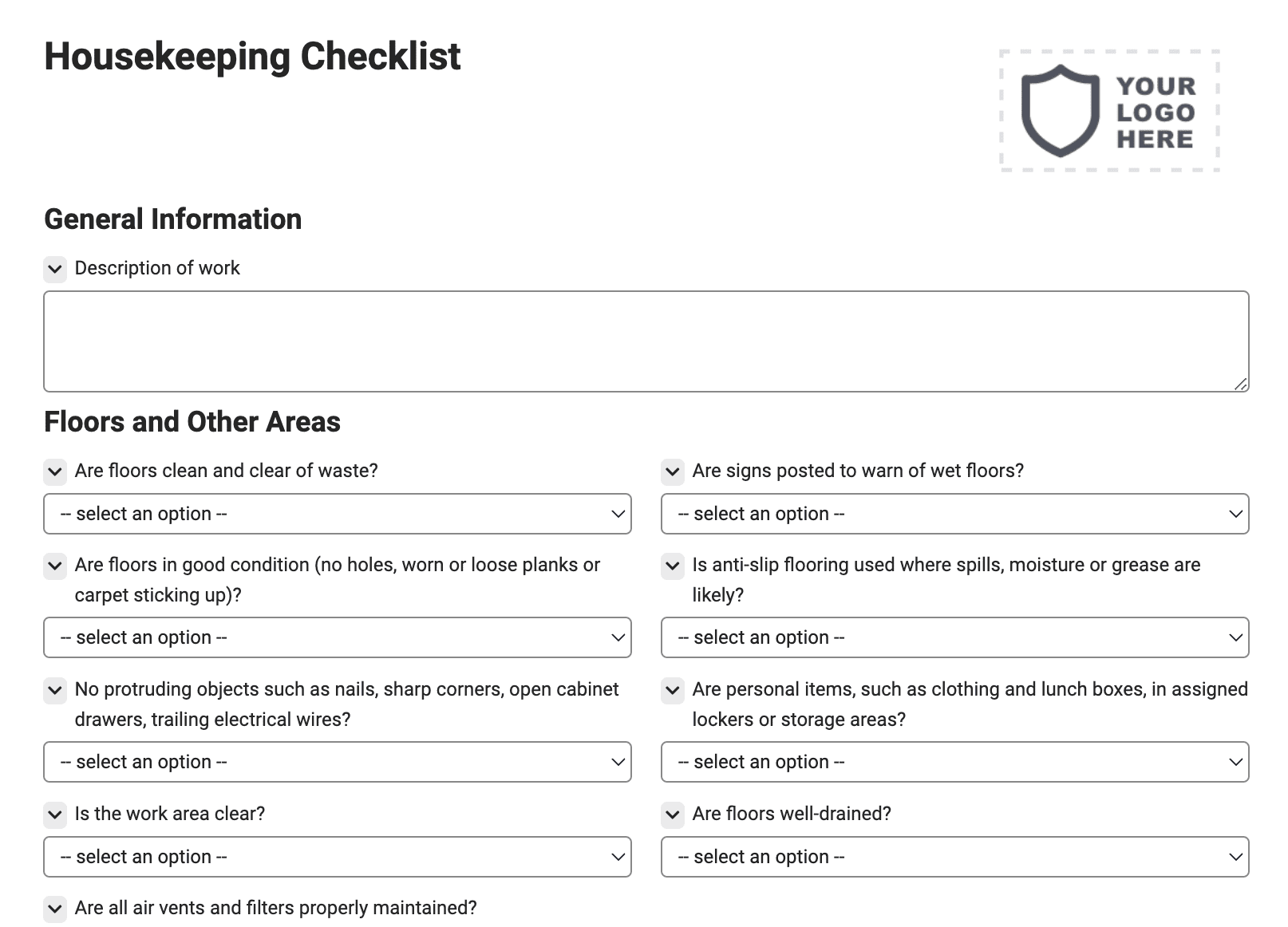 Housekeeping Checklist