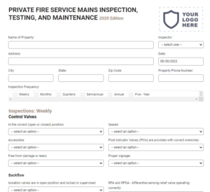 private mains sprinkler inspection form templates