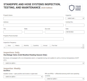 standpipe fire sprinkler inspection form templates