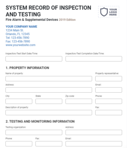 fire alarm inspection form template 1