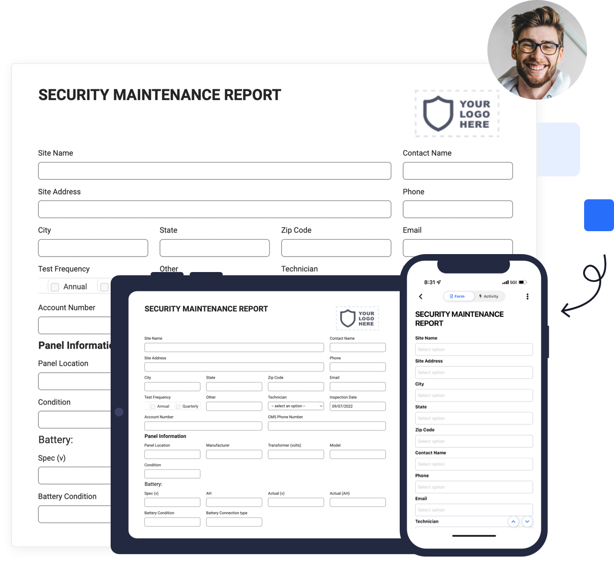 security system maintenance form mobile
