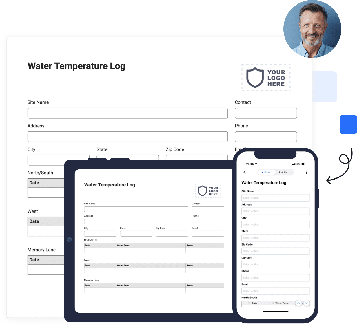 facility water temperature inspection log form