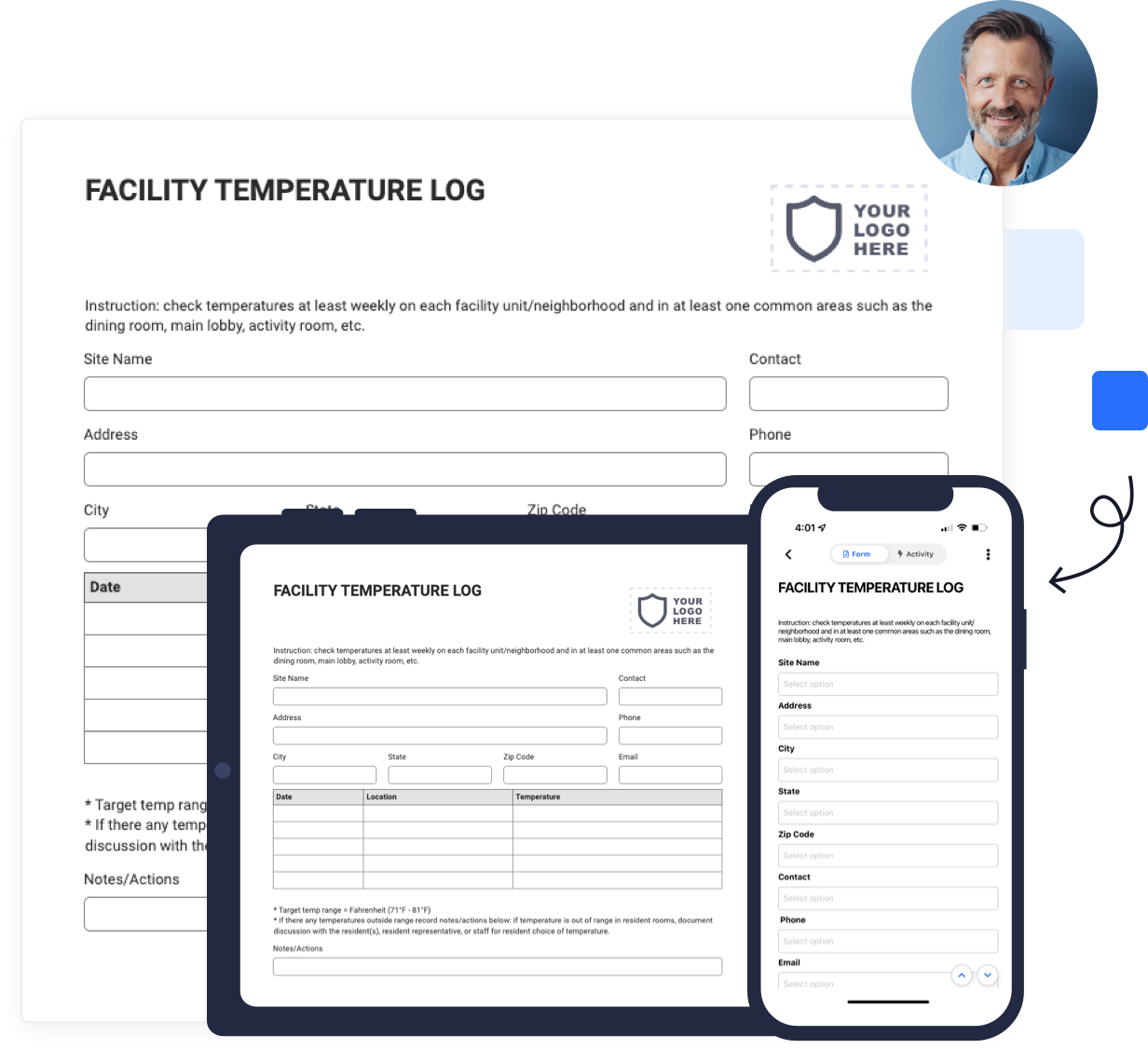 mobile facility temperature log form