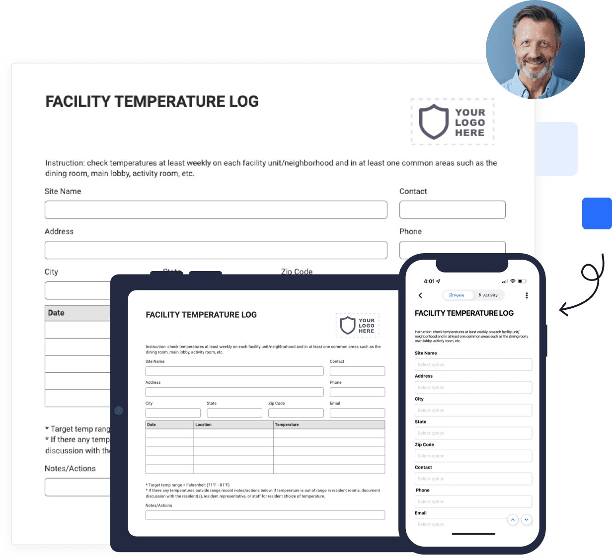 mobile facility temperature log form