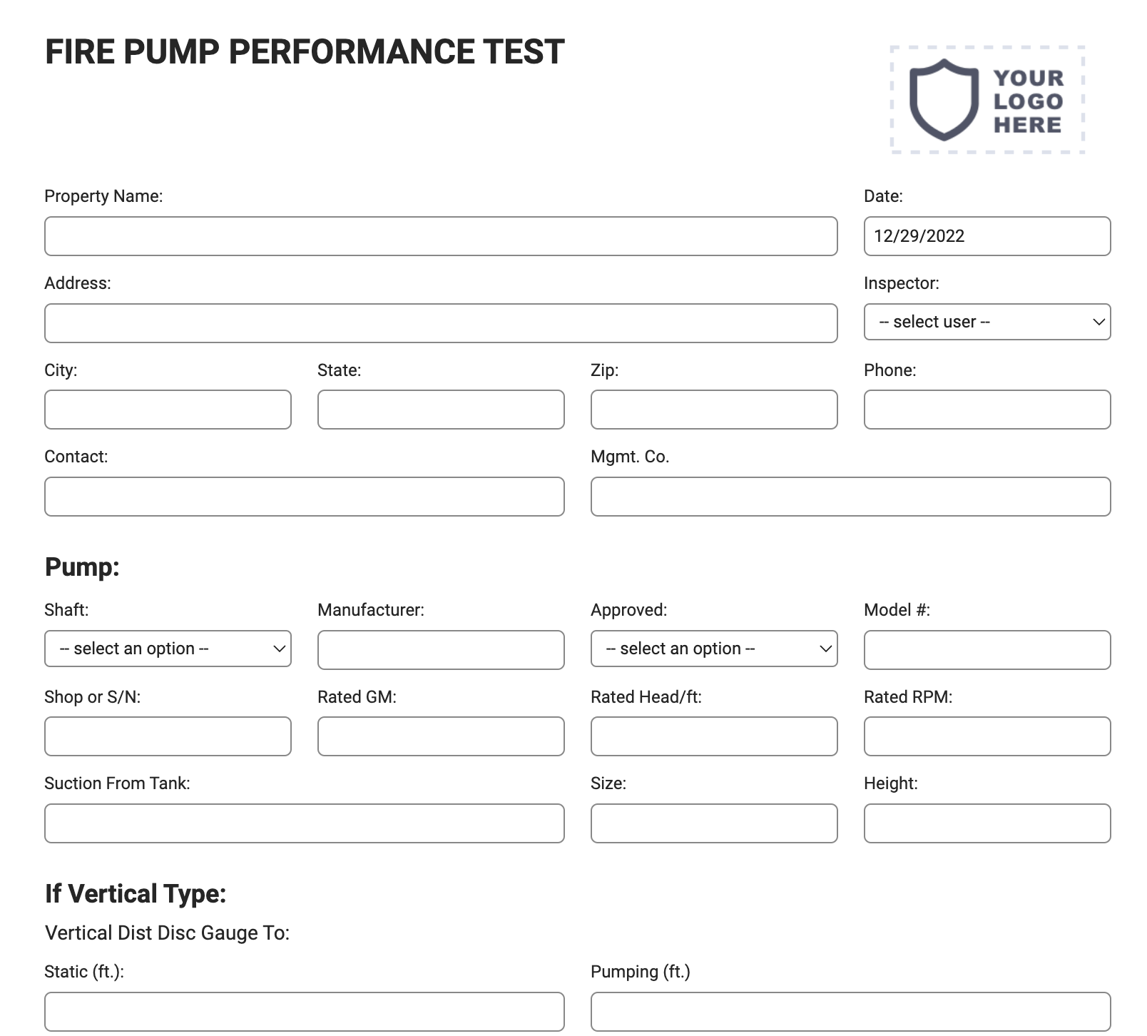 fire pump annual performance test form