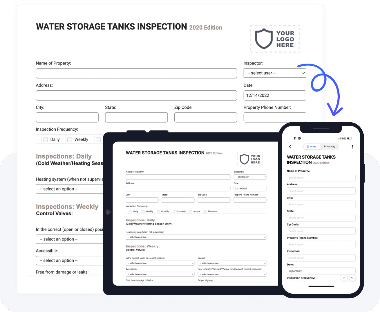 water storage tanks inspection form preview