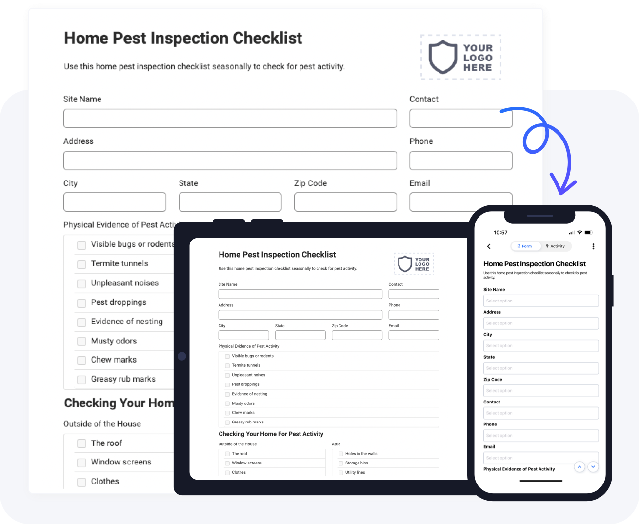 home pest inspection checklist form preview