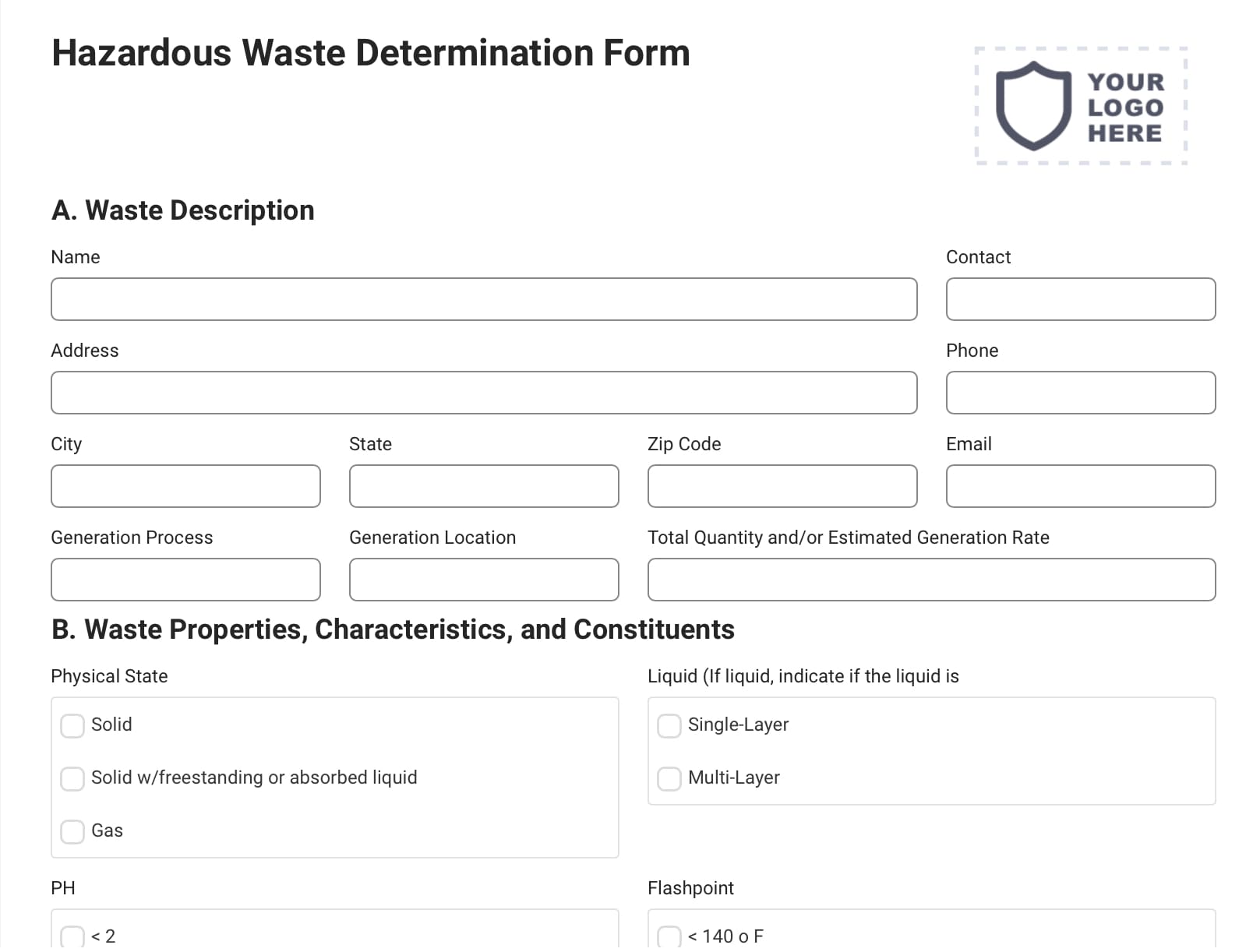 Hazardous Waste Determination Form