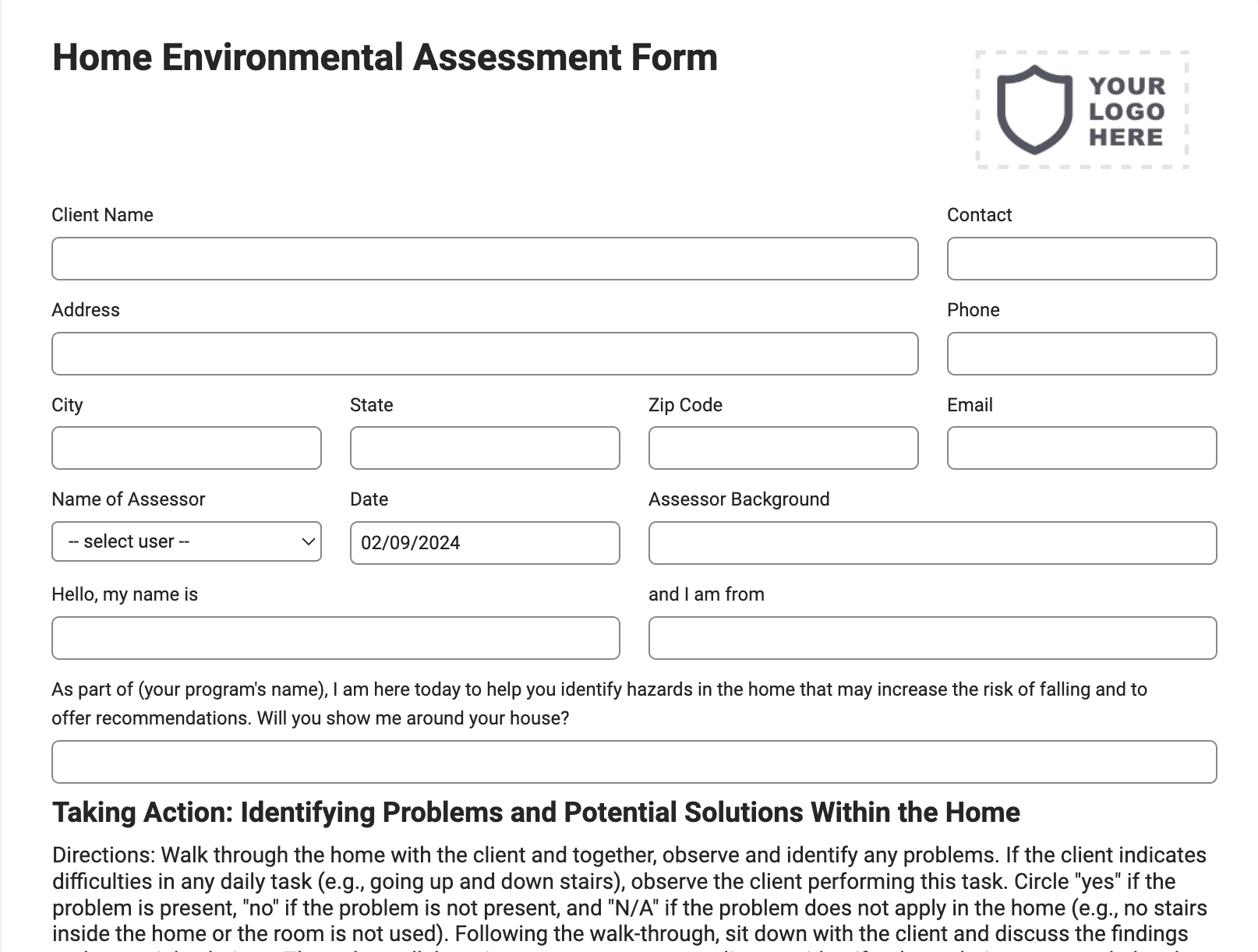 Home Environmental Assessment Form