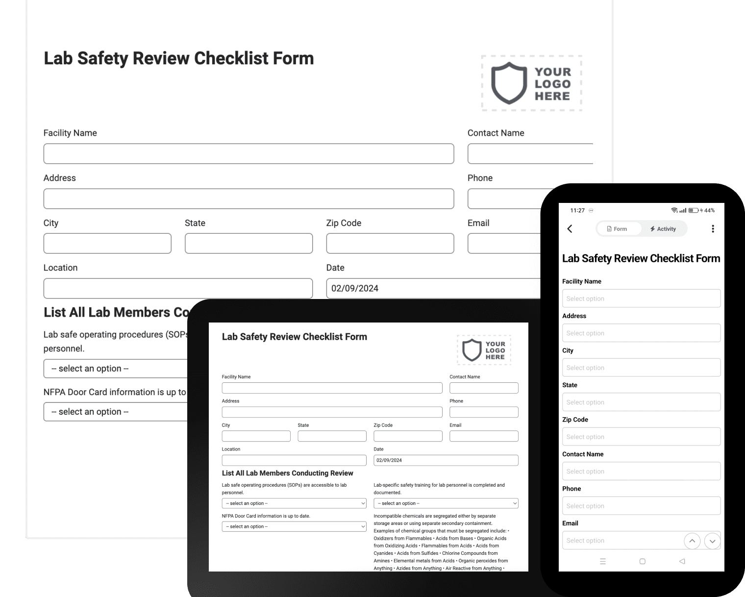 Laboratory Self Inspection Checklist Form For Mobile Tablet Fillable Pdf Joyfill