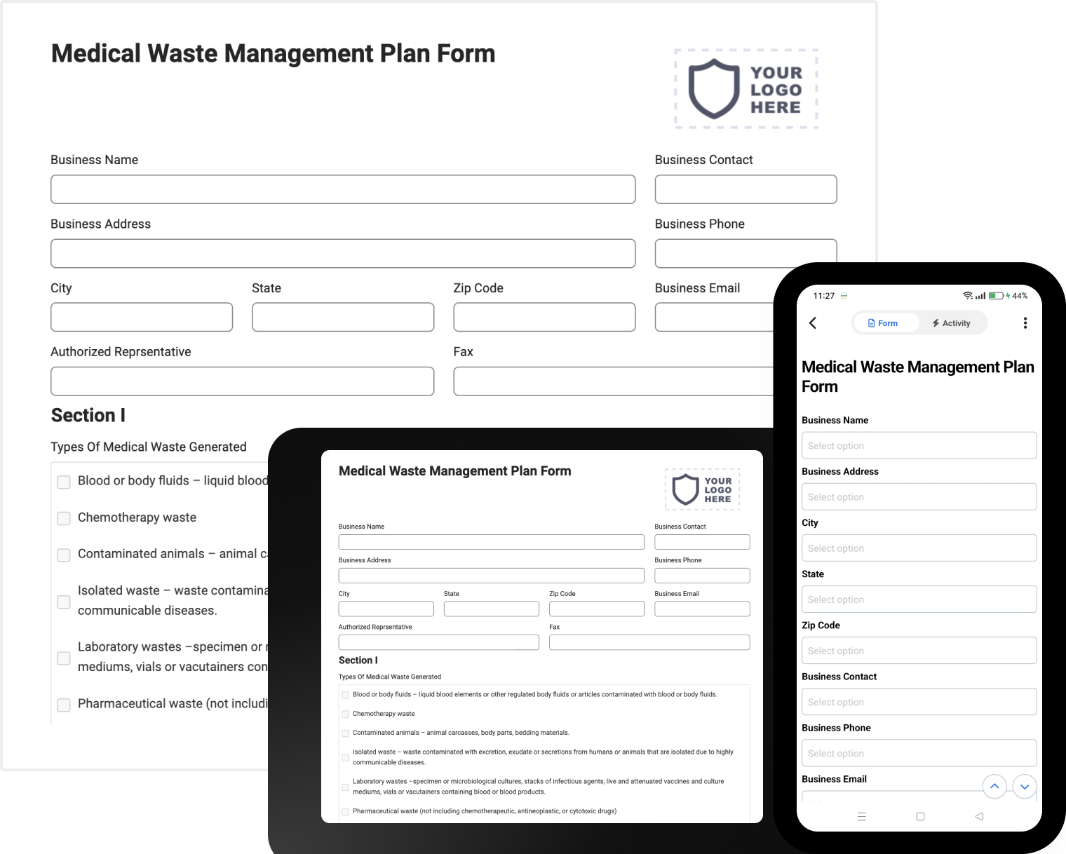 Medical Waste Management Form